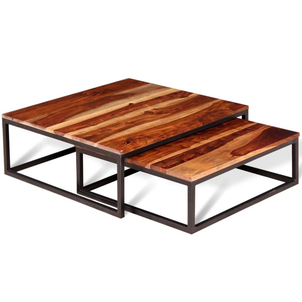 Solid Sheesham Wood Nesting Coffee Table Set E837378