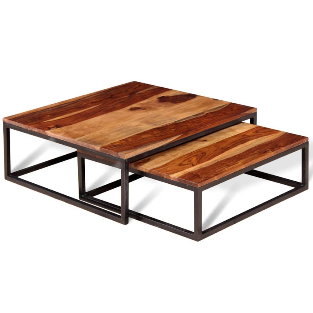 Solid Sheesham Wood Nesting Coffee Table Set E837378