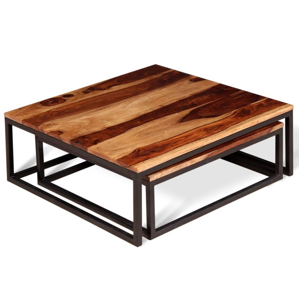 Solid Sheesham Wood Nesting Coffee Table Set E837378