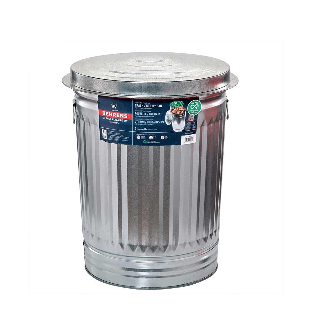 Galvanized Steel 31-Gallon Trash Can N7869