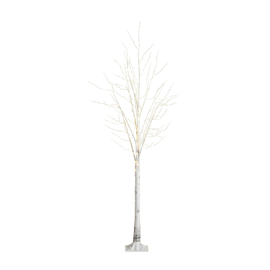 8-FT Pre-lit Artificial White Birch Tree with LED Lights H98486