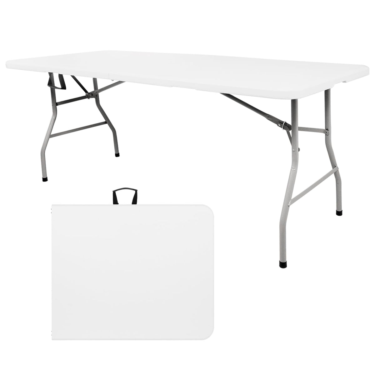 6FT Plastic Folding Table with Lock and Handle B676437