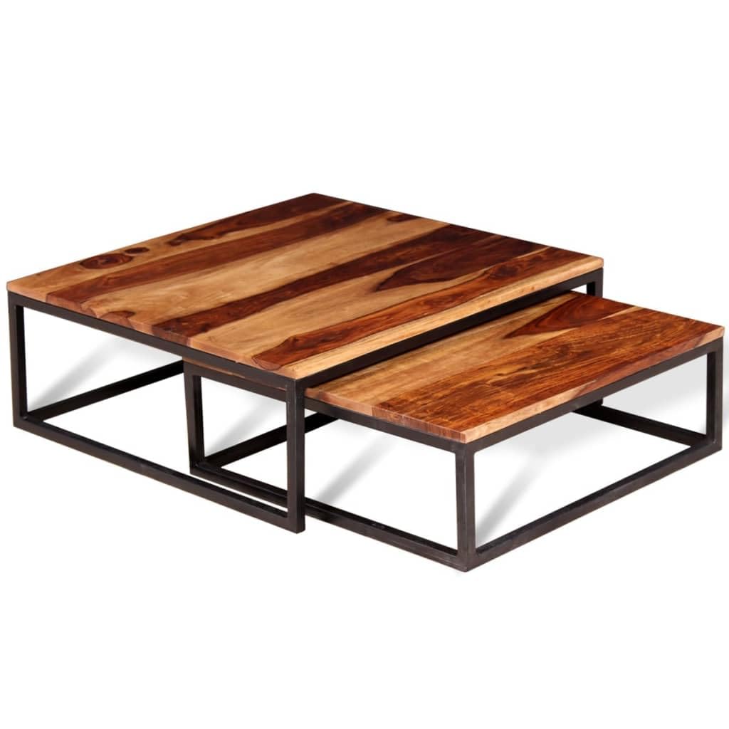 Solid Sheesham Wood Nesting Coffee Table Set E837378