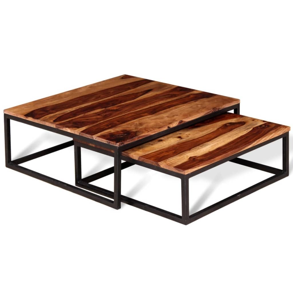 Solid Sheesham Wood Nesting Coffee Table Set E837378