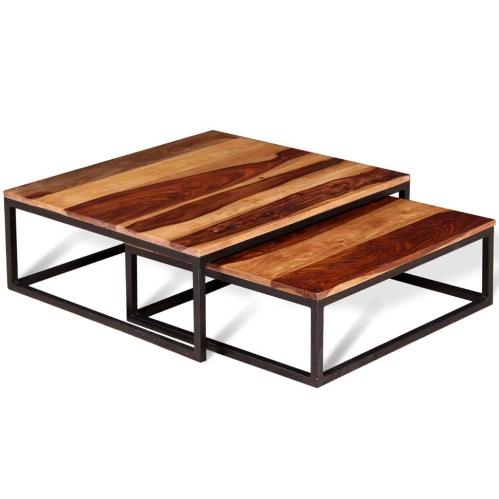 Solid Sheesham Wood Nesting Coffee Table Set E837378