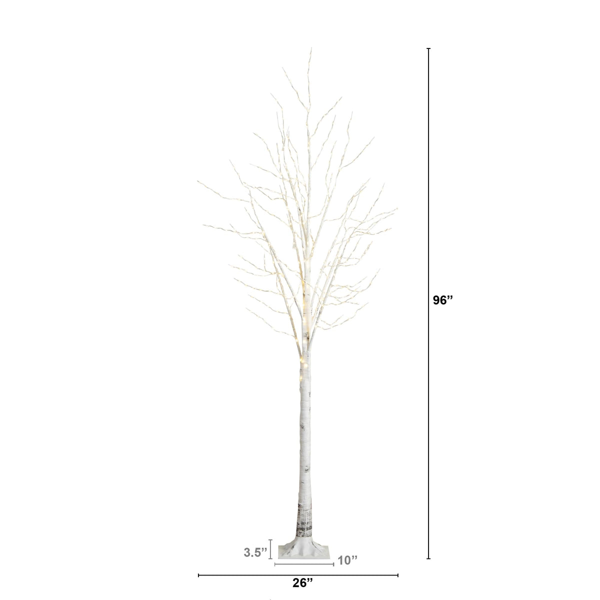 8-FT Pre-lit Artificial White Birch Tree with LED Lights H98486