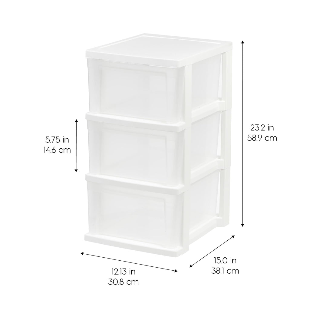3 Drawer Slim Narrow Storage Organizer 2-Pack White Clear X479527