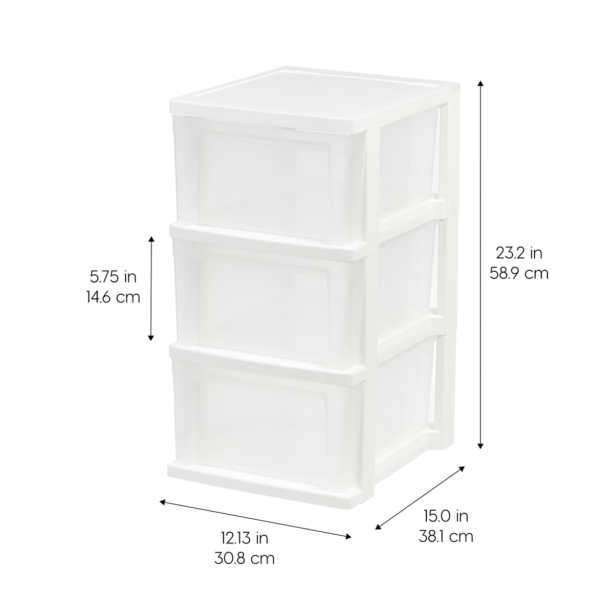 3 Drawer Slim Narrow Storage Organizer 2-Pack White Clear X479527
