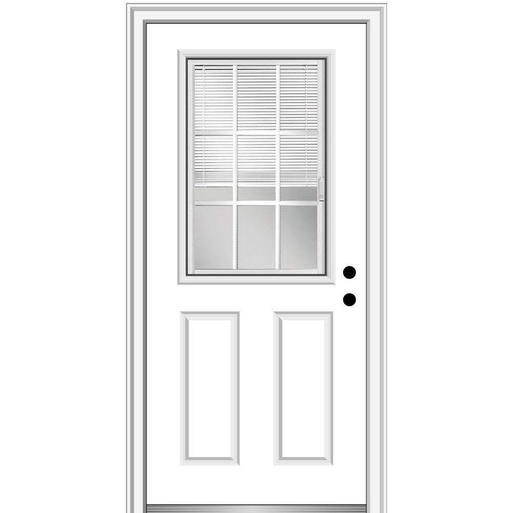 Steel Primed Left-Hand Inswing 1/2 Lite 2-Panel Prehung Front Door 36" x 80" O53897