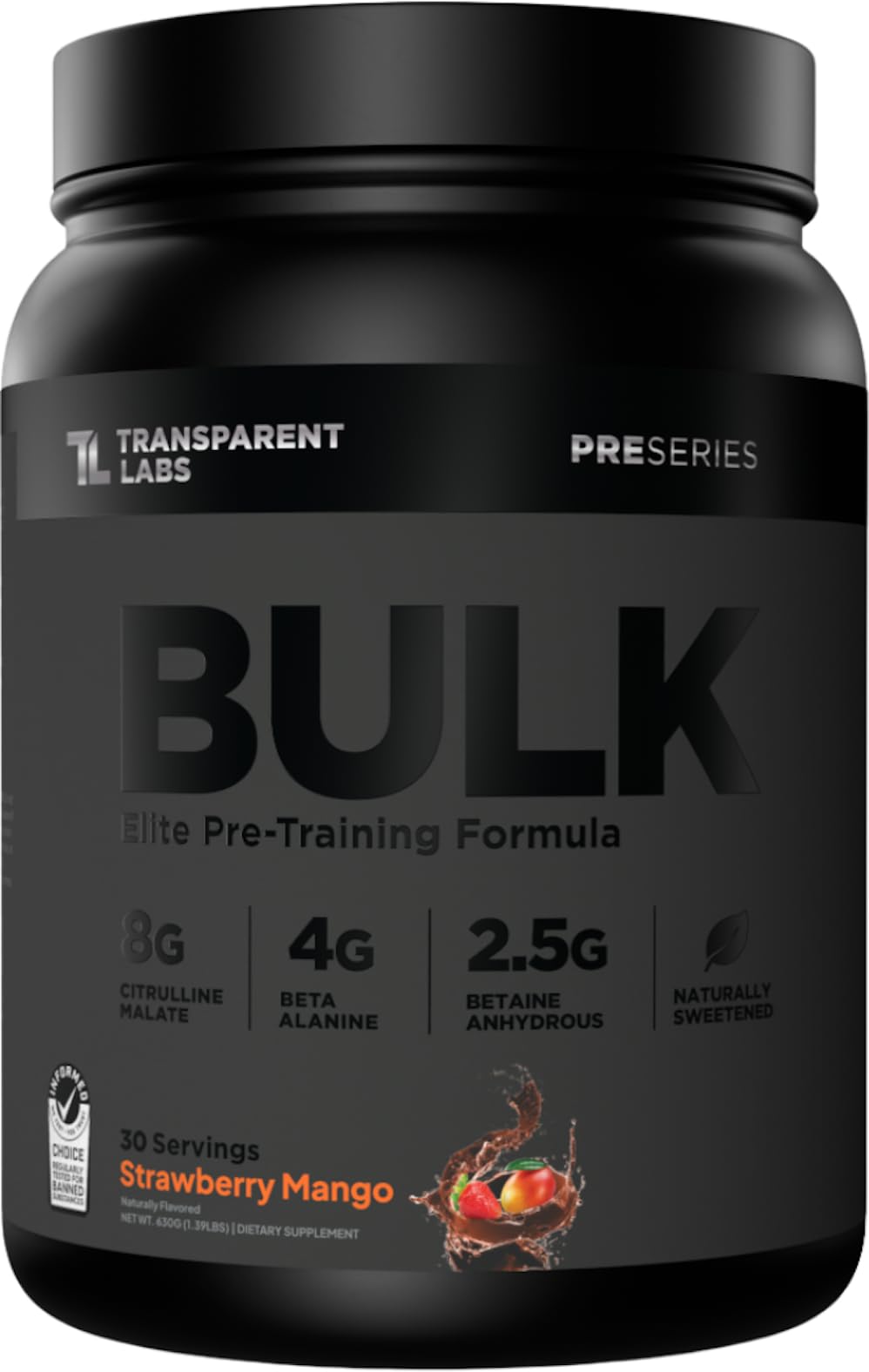 Sugar Free Pre Workout with Beta Alanine, Citrulline Malate & Caffeine, 30 Servings S611925