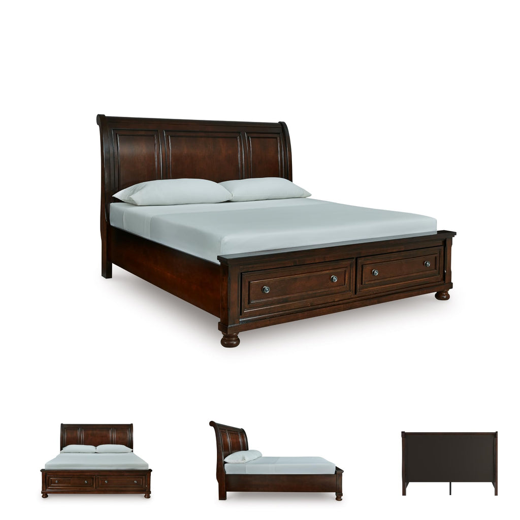 Cal King Sleigh Bed Frame with Storage H204
