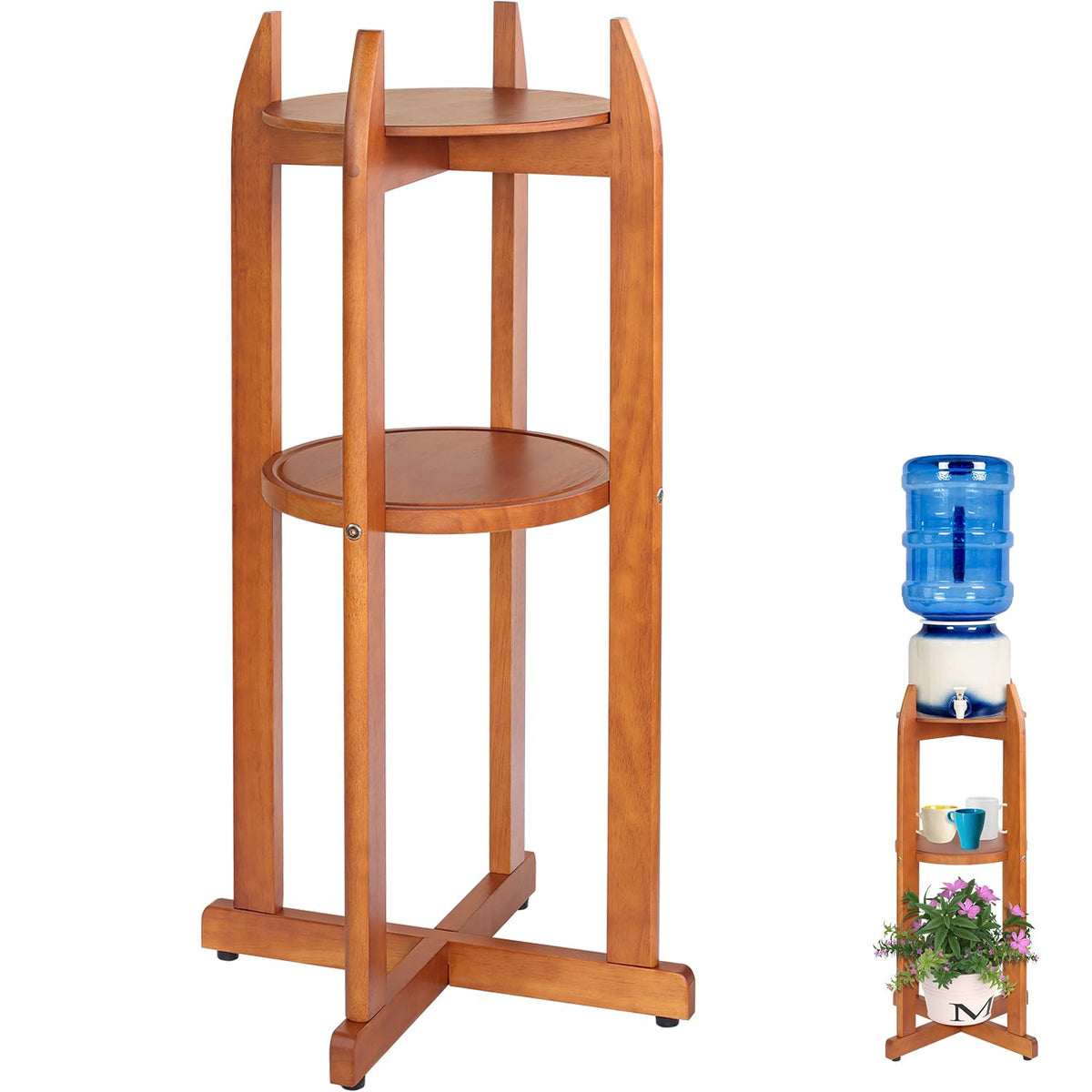 Solid Wood Water Dispenser Stand with 2 Shelves R50161