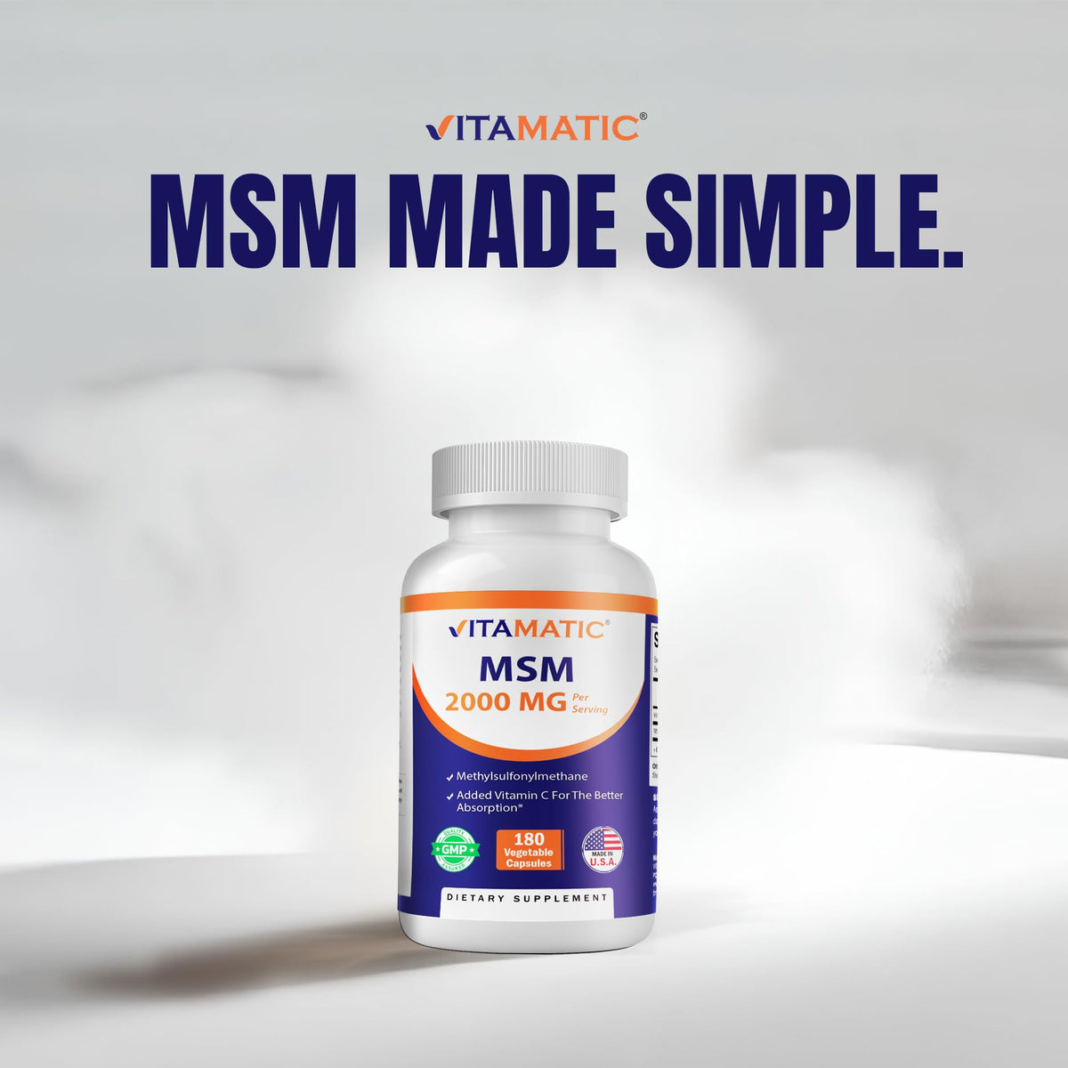 MSM 2000 mg with Vitamin C 180 Veg Capsules 2 Pack K17403