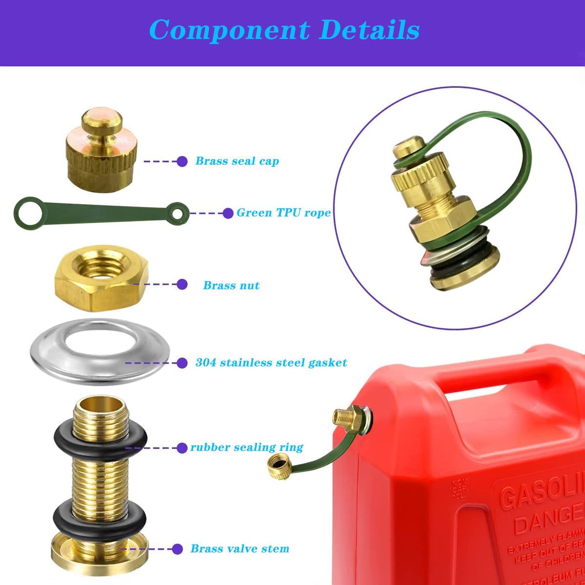 Brass Gas Can Vent Caps 12 Pack K743822