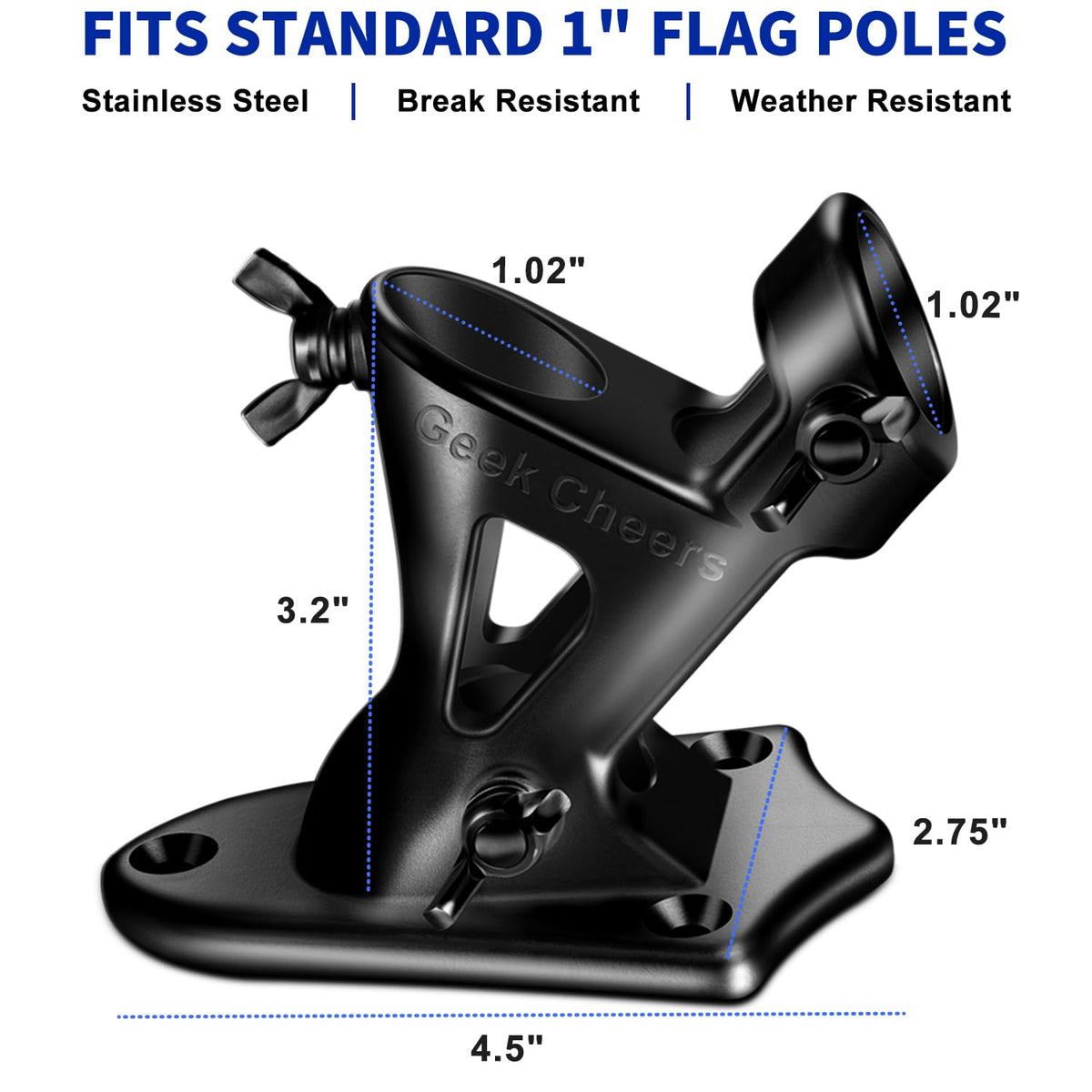 Heavy Duty Stainless Steel Flag Pole Holder 2 Positions K7394