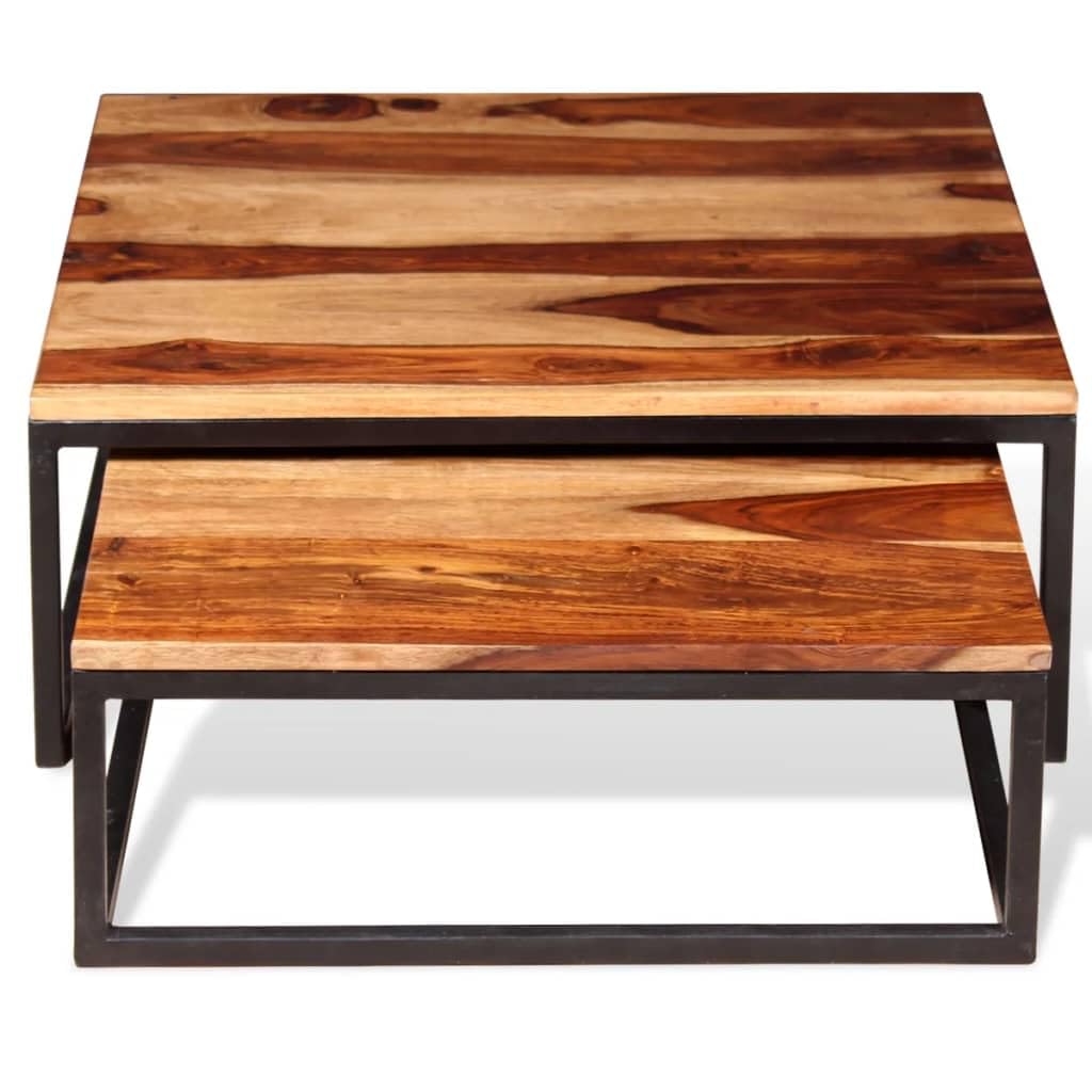 Solid Sheesham Wood Nesting Coffee Table Set E837378