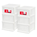 3 Drawer Slim Narrow Storage Organizer 2-Pack White Clear X479527