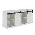 White 58" Farmhouse TV Stand with Sliding Barn Doors K61646