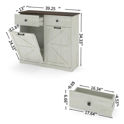 20 Gallon Double Tilt Out Kitchen Trash Can with Hideaway Drawer U8456