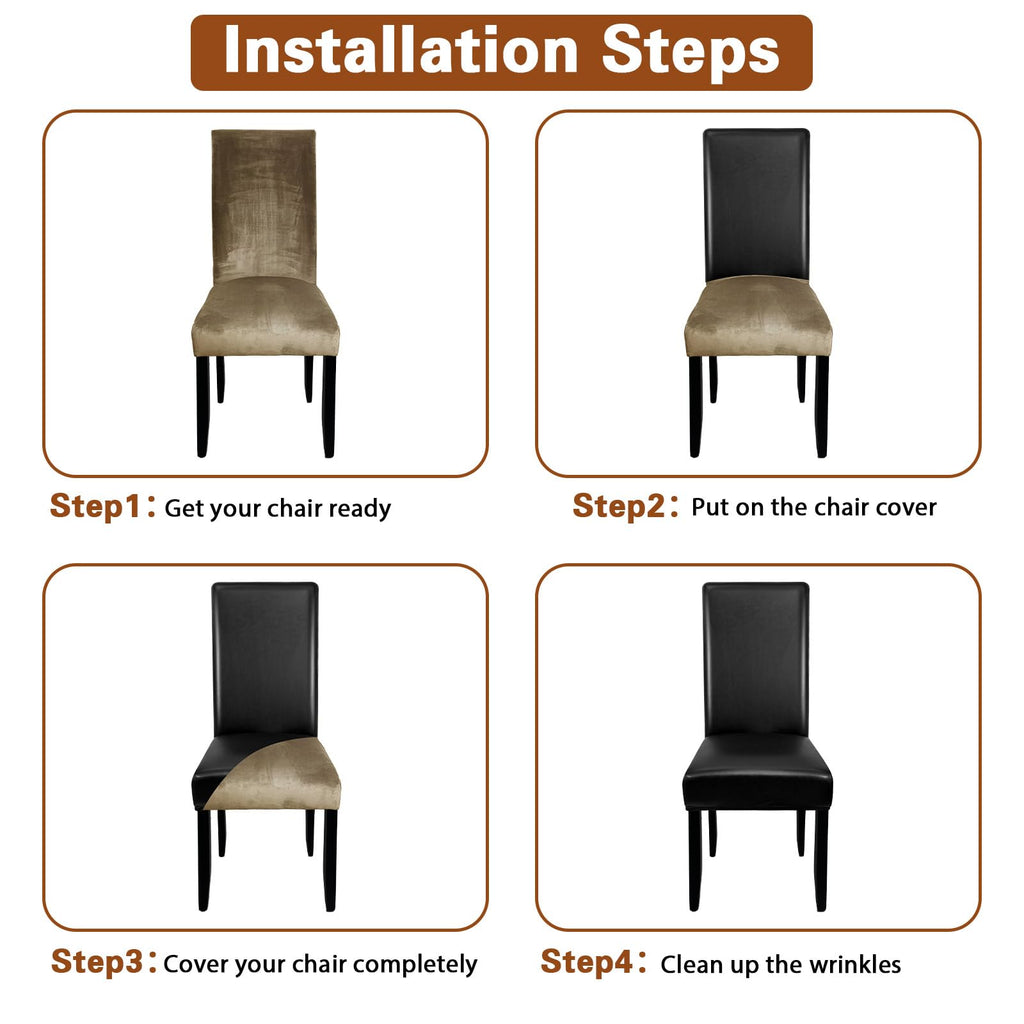 Black Set of 4 Stretch Waterproof Dining Chair Covers A950480