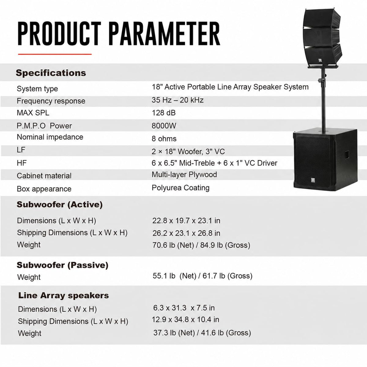 8000W Active Line Array PA System S23337