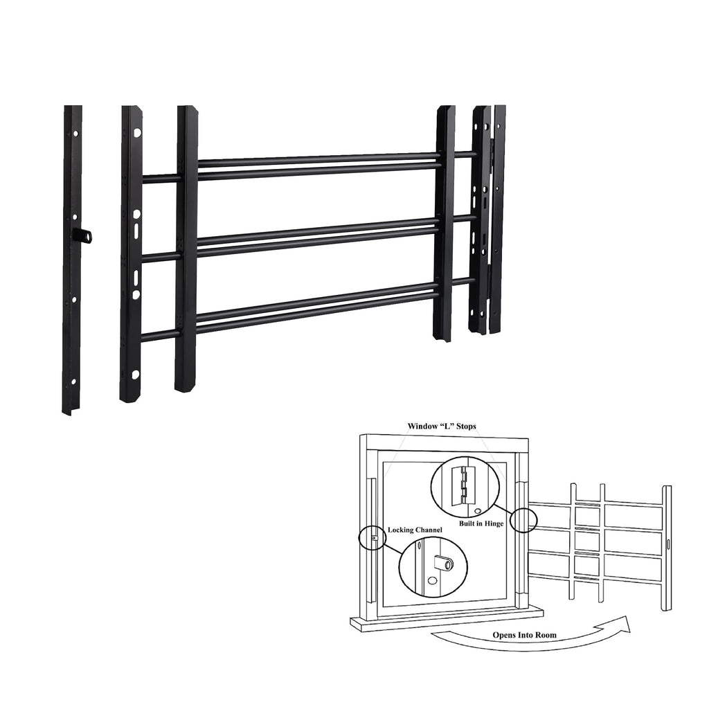 Black Adjustable Tubular Steel Window Security Bars B570256