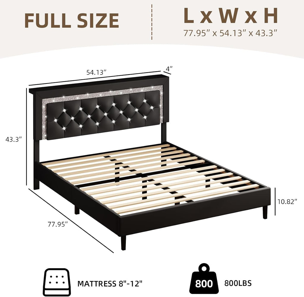 Black Full Bed Frame with LED Lights P71476