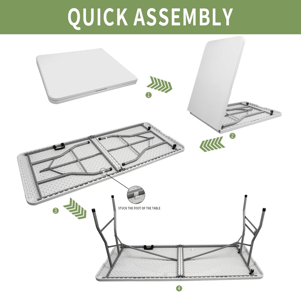6FT Plastic Folding Table with Lock and Handle B676437