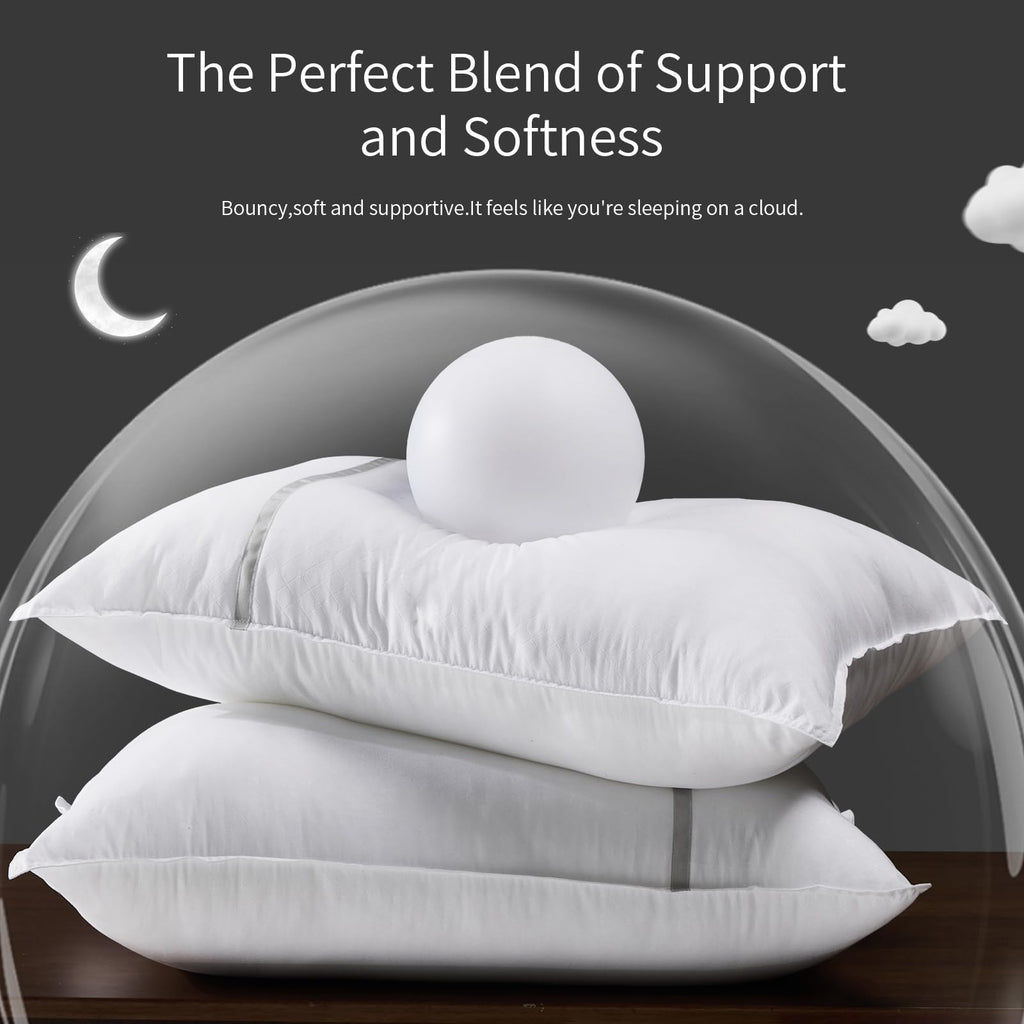Queen Size Set of 2 Medium Firm Down Alternative Bed Pillows R3189
