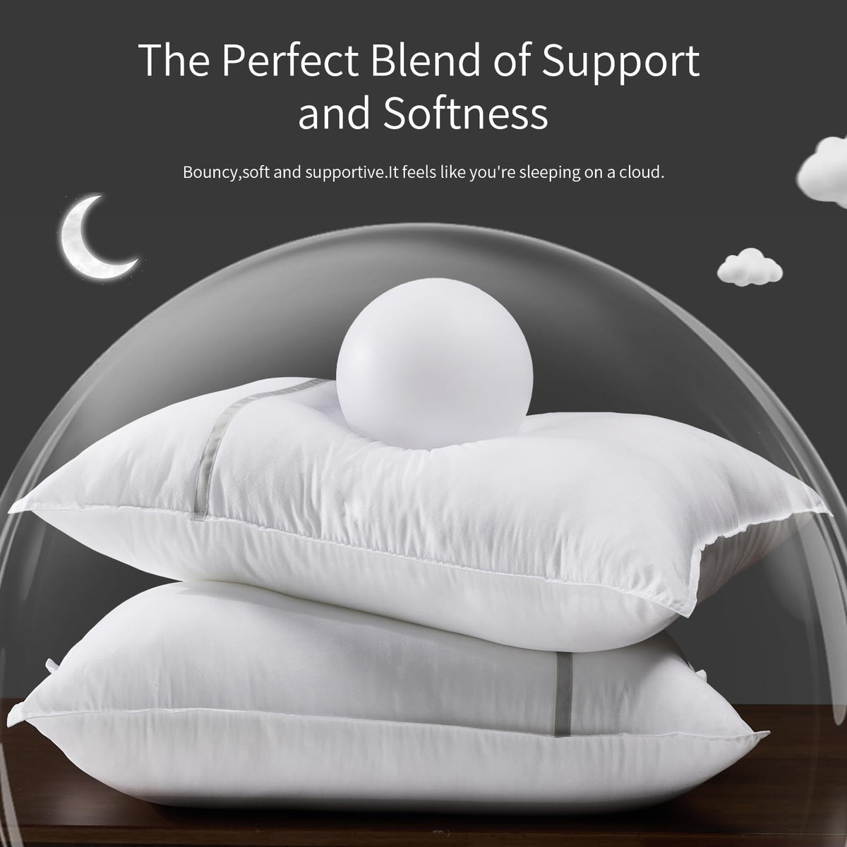 Queen Size Set of 2 Medium Firm Down Alternative Bed Pillows R3189