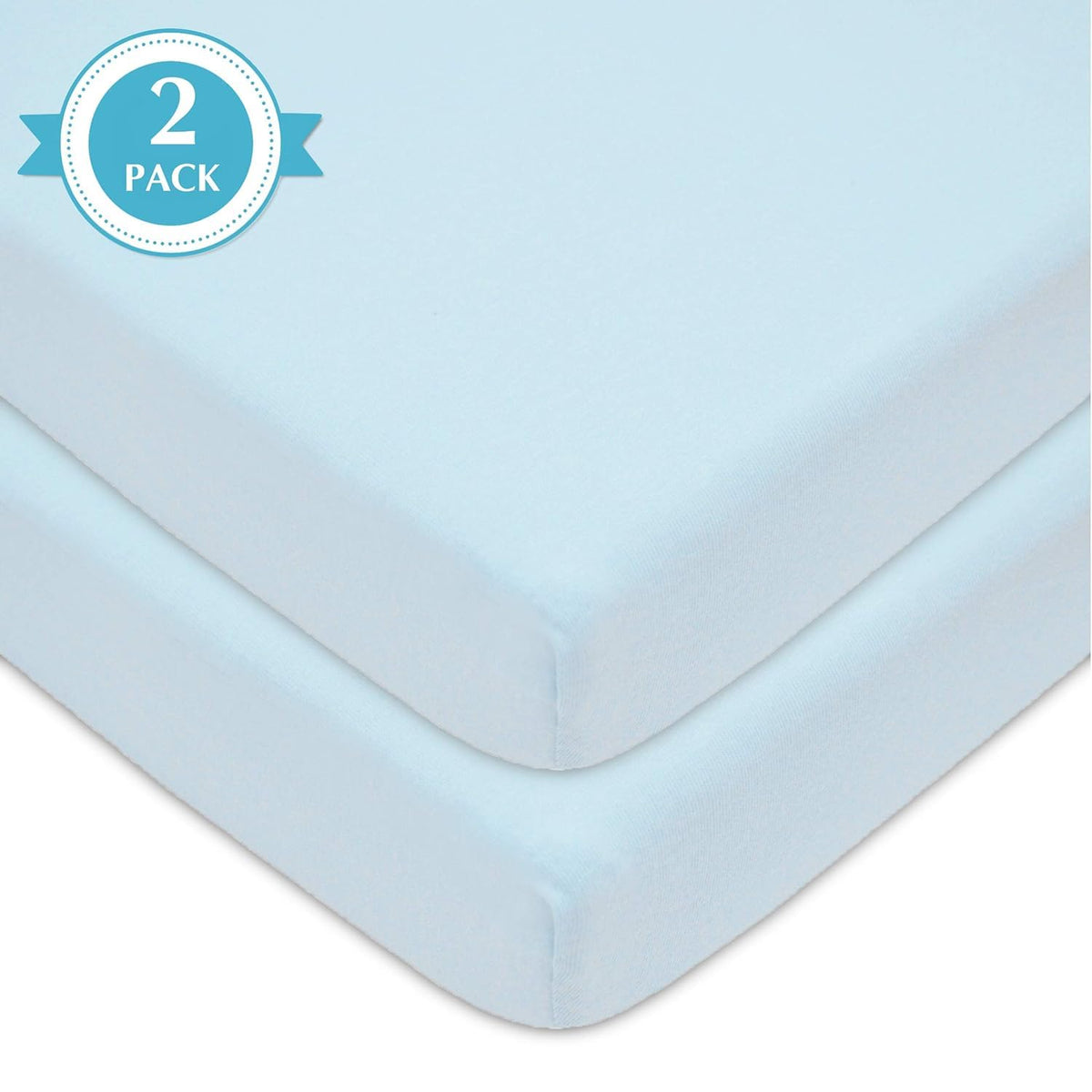 2 Pack Fitted Mini Crib Sheets 38x24" Blue B2157