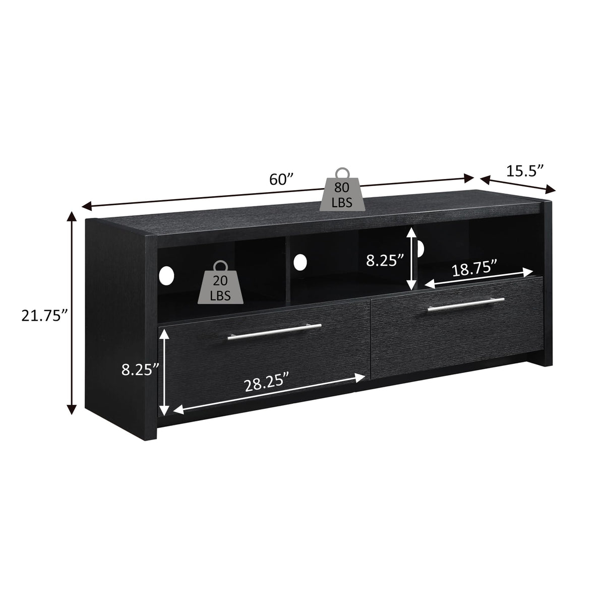 Espresso TV Stand with Storage Cabinets & Shelves K57147