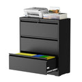 Black 3 Drawer Metal File Cabinet with Lock X6583