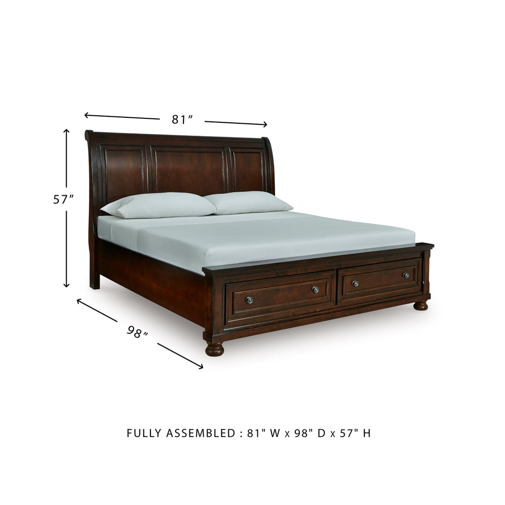 Cal King Sleigh Bed Frame with Storage H204