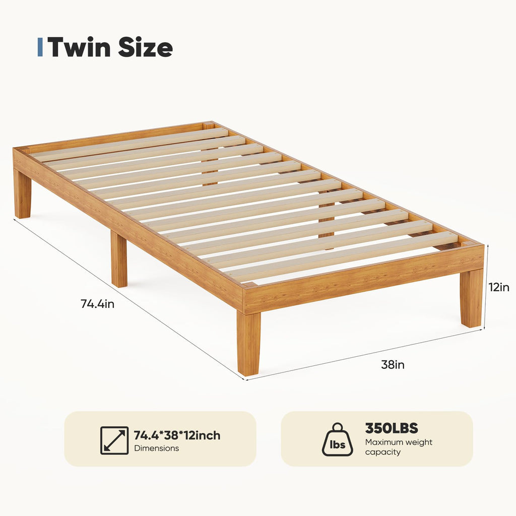 Solid Wood Twin Bed Frame with Under Bed Storage R219