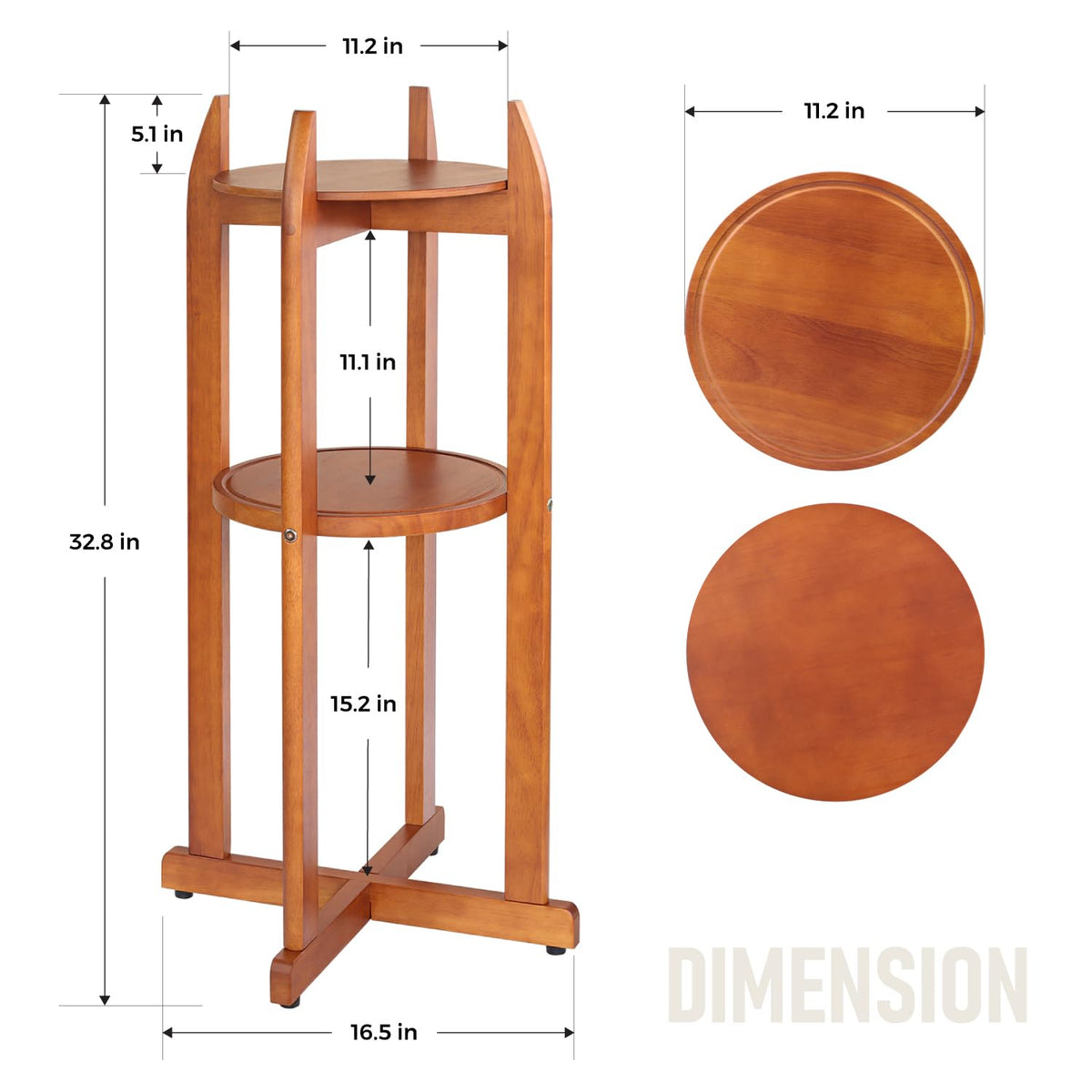 Solid Wood Water Dispenser Stand with 2 Shelves R50161