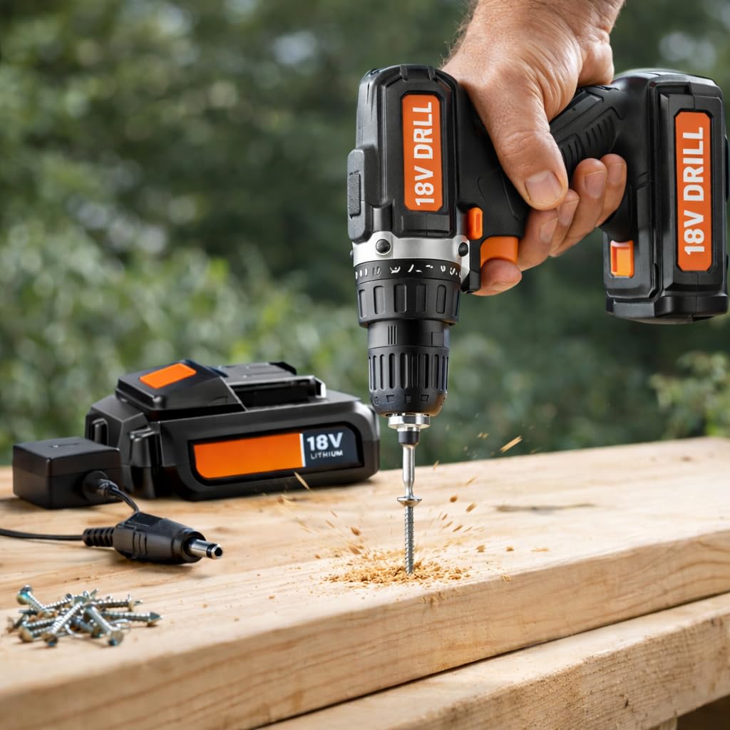 18V Replacement Battery and Charger Kit with 3/8" Cordless Drill Z536