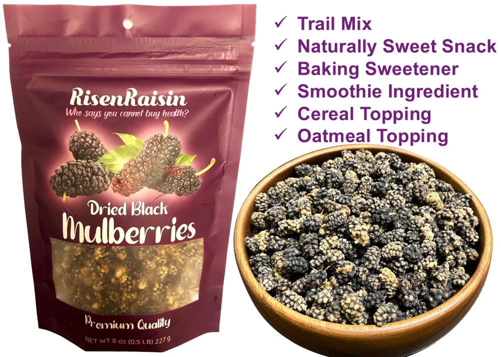 Dried Black Mulberries 8 oz No Sugar Added J884310