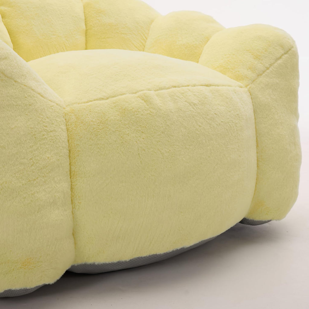Faux Fur Bean Bag Sofa with Memory Foam V647994