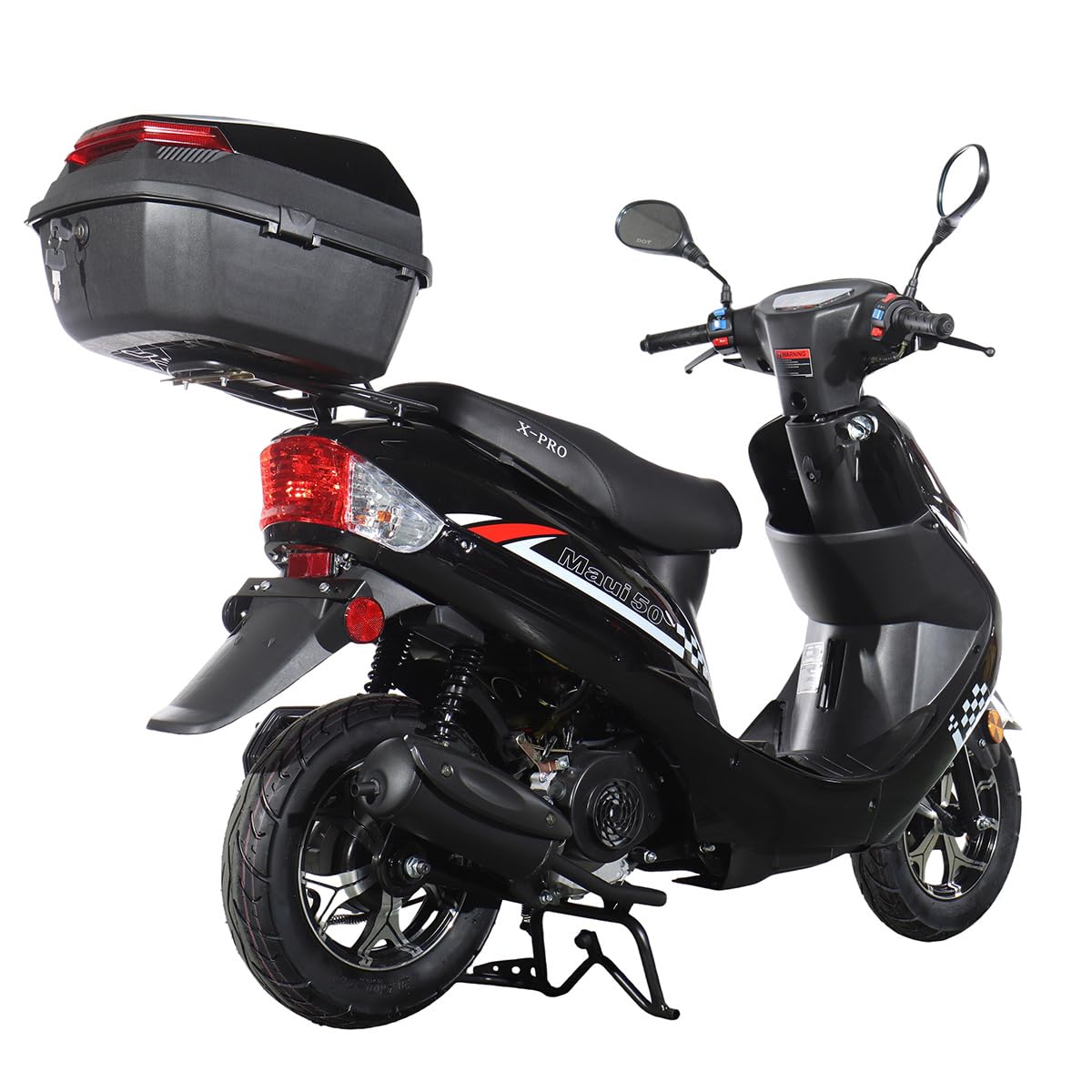 50 Gas Moped with 10" Aluminum Wheels, Rear Trunk, Electric/Kick Start, Black U283