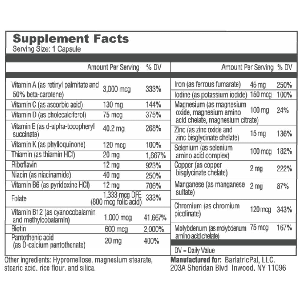 Bariatric Multivitamin 45mg Iron 30 Ct I687