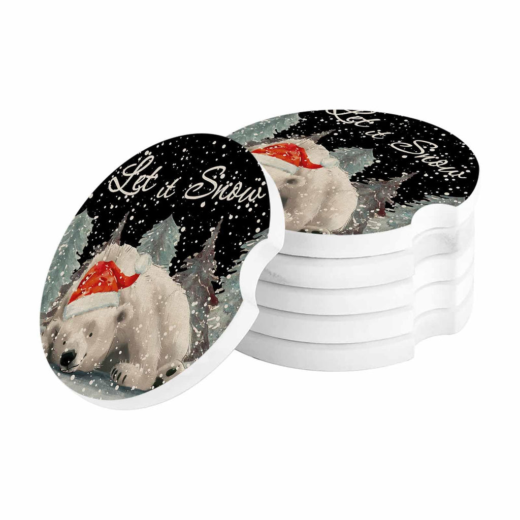 Black Ceramic Car Coasters 6 Piece Set W49386