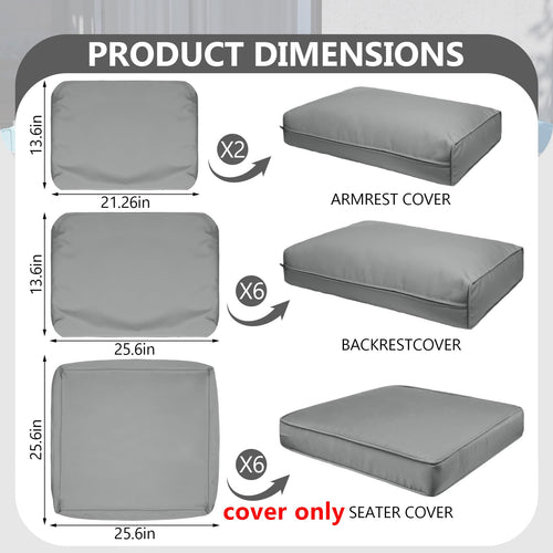 14 Piece Outdoor Waterproof Cushion Covers with Zipper W444400