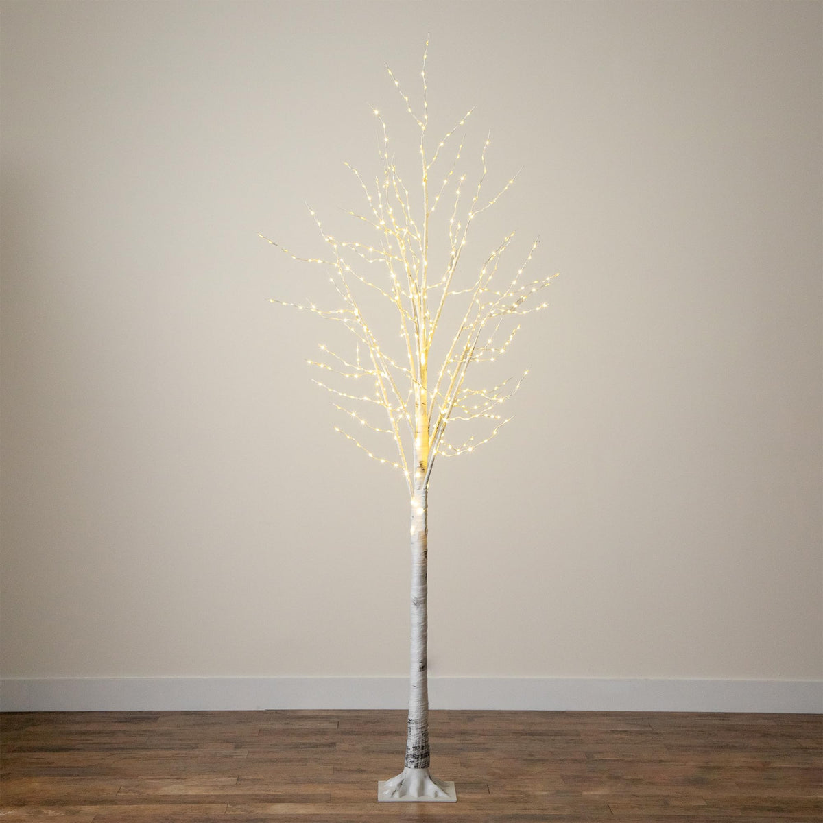 8-FT Pre-lit Artificial White Birch Tree with LED Lights H98486