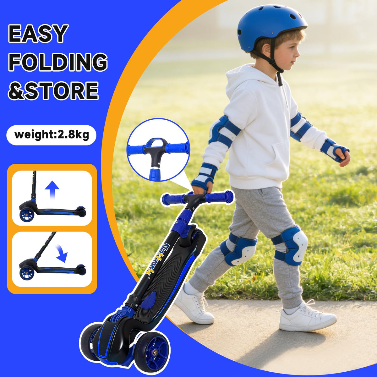 Kids 3-Wheel Foldable Kick Scooter R69694