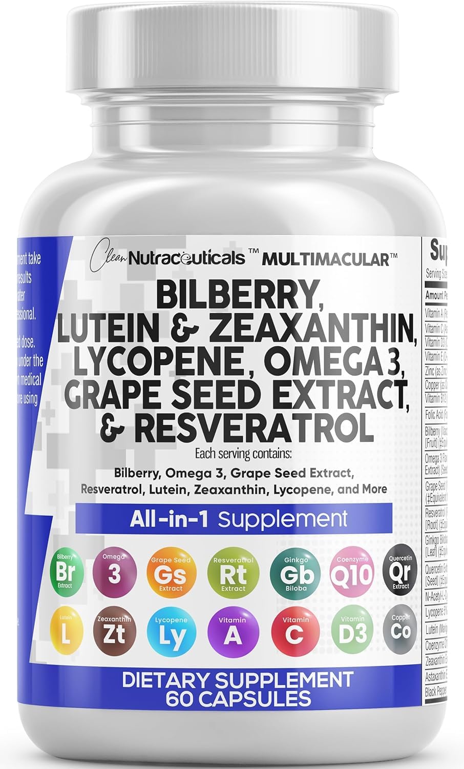 Eye Vitamins with Bilberry Lutein Zeaxanthin Supplement N984