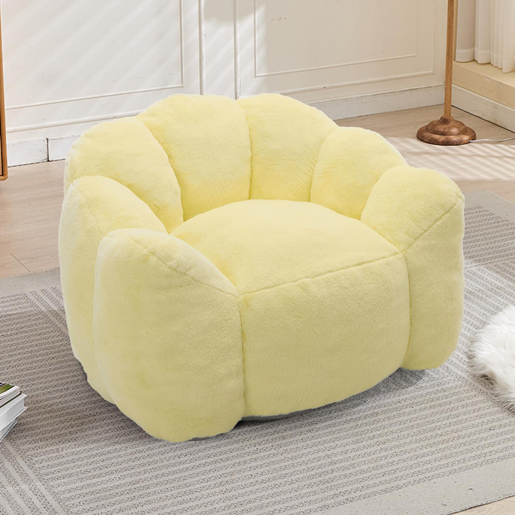 Faux Fur Bean Bag Sofa with Memory Foam V647994