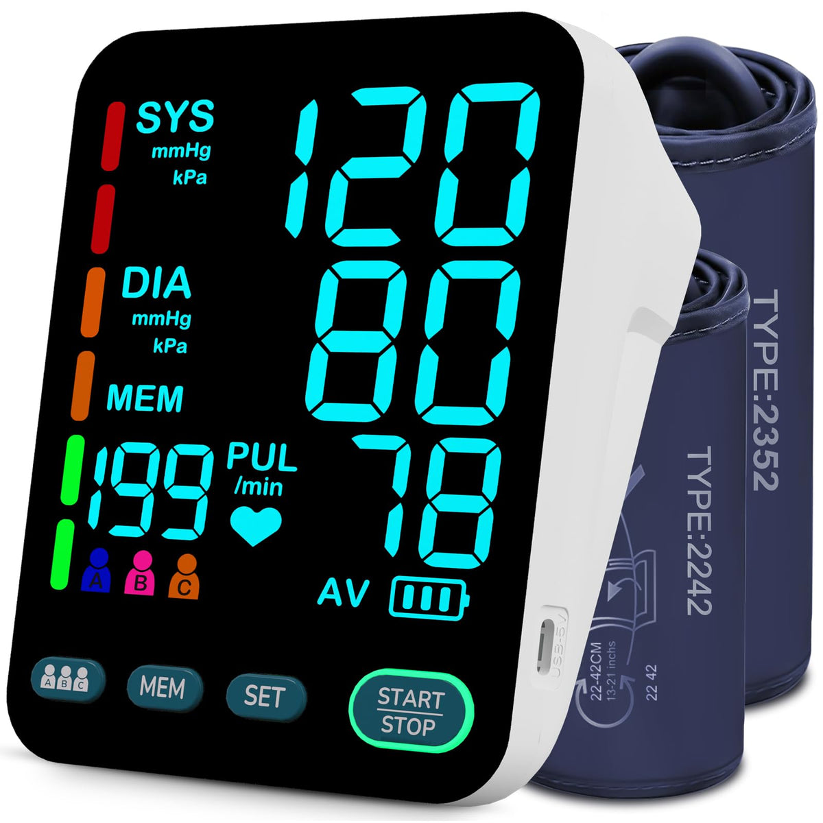 Upper Arm Blood Pressure Monitor with 2 Cuffs H477