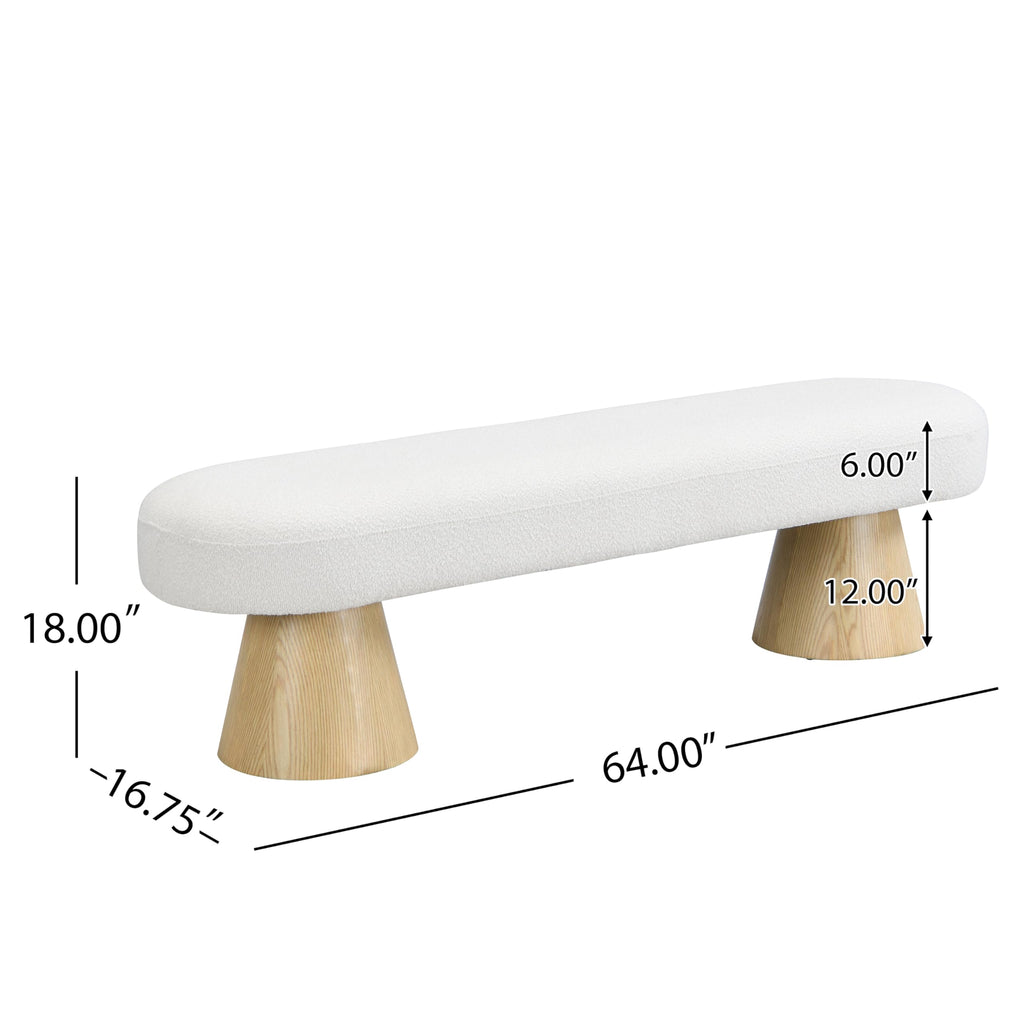 Beige Boucle Oval Dining Bench F3626
