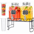 1.6 Gallon Glass Drink Dispenser with Stand & Fruit Infuser 2 Pcs W897